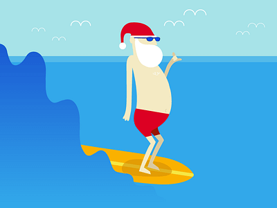 Hottest Places to Spend Your Holiday christmas illustration ocean people illustration santa surf vector illustration waves