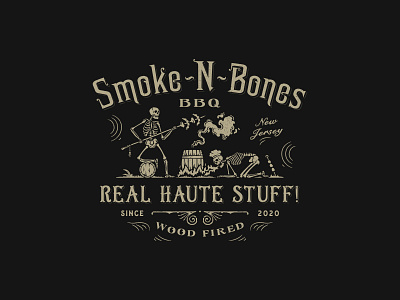 Smoke-N-Bones BBQ bbq design hand drawn illustration luxury organic retro rustic skeletons sophisticated vintage vintage modern