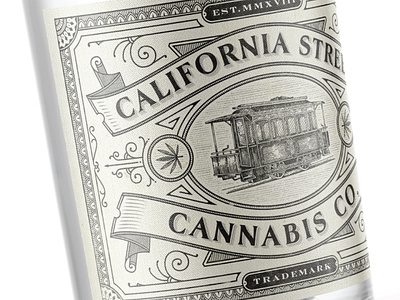 California Street Cannabis Gin cannabis design hand drawn illustration label organic packaging sophisticated vintage