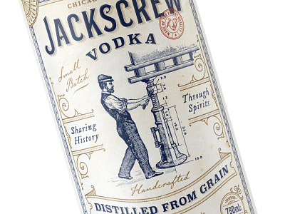 Jackscrew Vodka design hand drawn illustration label luxury organic packaging rustic sophisticated vintage