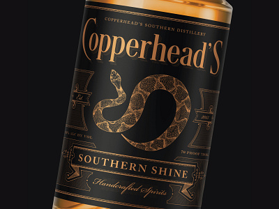 Copperhead's Southern Shine branding etching hand drawn illustration label luxury packaging packagingdesign sophisticated spirits victorian vintage whiskey