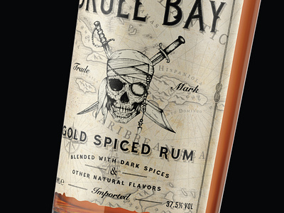 Yarr!! Skull Bay Rum design hand drawn illustration label luxury organic packaging packagingdesign pirate retro rum rustic skull sophisticated vintage vintagelabel