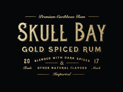 Skull Bay Gold spiced rum design gold goldfoil hand-drawn illustration luxury retrologo rustic sophisticated typography victorian vintage vintagelogo