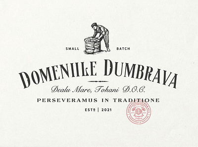 Domeniile Dumbrava Logo brand identity branding hand drawn illustration retro logo sophisticated vintage vintage logo wine logo winery