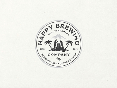 Happy Brewing Co. badge logo brand identity branding brewery brewery logo brewing co design hand-drawn hops illustration logo malt organic sophisticated vintage vintage logo