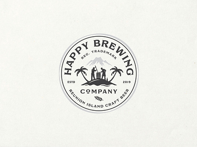 Happy Brewing Co. badge logo brand identity branding brewery brewery logo brewing co design hand drawn hops illustration logo malt organic sophisticated vintage vintage logo