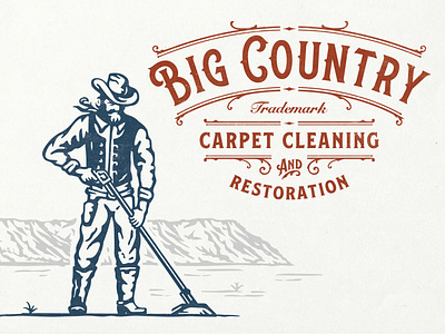 Big Country Carpet Cleaning Co. branding design hand-drawn illustration logo logodesign retrologo rustic sophisticated typeface typography vintage vintagelogo