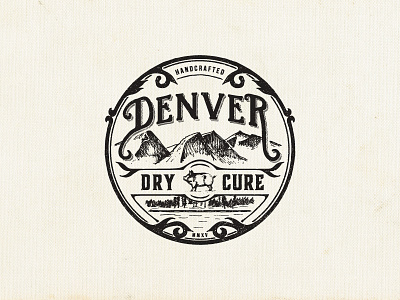 Denver Dry Cure cure denver dry hand drawn illustration mountains pig retro rustic vintage