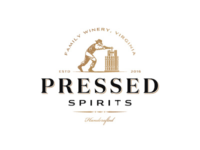 Pressed Spirits art deco drawn era hand handcrafted illustration prohibition vintage mascot winery