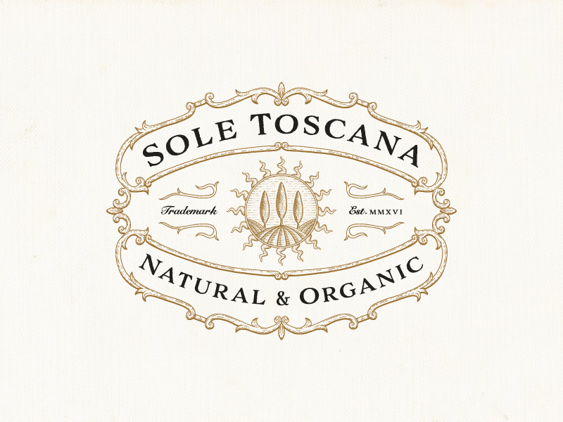 Sole Toscana victorian ornaments illustration hand-drawn cosmetics natural organic vintage-modern farm luxury sophisticated vintage