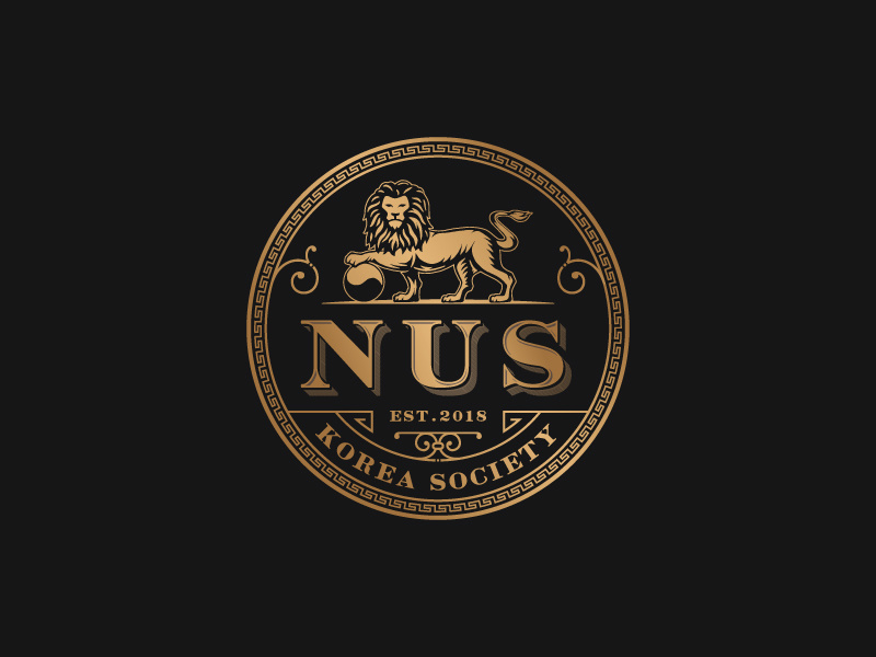 Nus Korea Society jinyang lion icon design typography logo hand-drawn luxury sophisticated illustration vintage