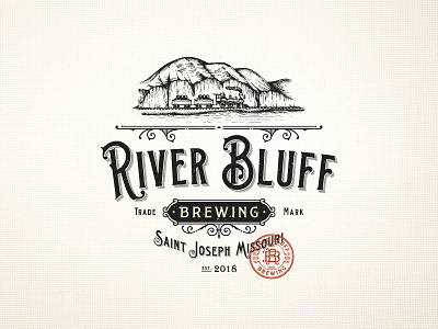 River Bluff Brewing brewery brewing company classic design hand drawn illustration logo luxury monogram organic rustic sophisticated train vintage vintage modern