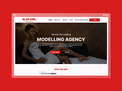 Hero section design - Modelling Agency