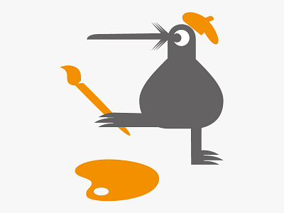 Kiwi Artist artist bird icon kiwi mascot moustache orange painter