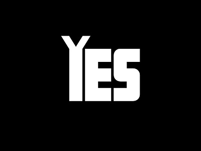 YES bold direct emblem lettering logo marque massive young