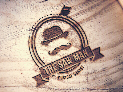 The Saw Man album branding illustration montana music mustache saw sing saw website