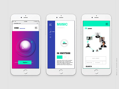 Orbi Search UI bold color fresh futuristic interface minimal mobile music orbi search spotify ui