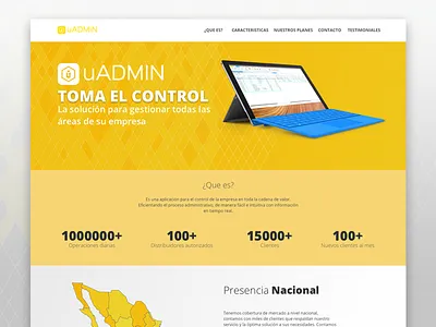 uAdmin page design diseño emcor landing landingpage mexico page sonora uadmin web webdesign yellow