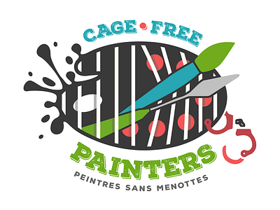 Cage-Free Painters logo artist brush logo painter palette prison splash