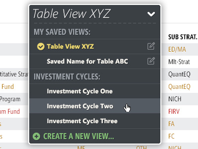 Table View Selector drop down indicator selector switch ui view