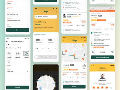 Delivery App Interface - On-demand delivery service app app app design app screens applify apps cod delivery app design graphic design mobile app mobile app design mockups online payment portfolio apps rider app ui ui design vectors