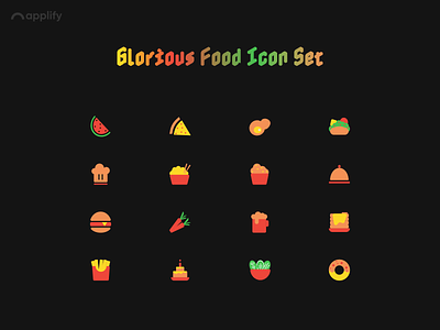 Glorious Food Icon Set - Food Delivery App app app screens applify custom icons delivery app design food app food delivery food delivery app food icons graphic design icon design icons mobile app design mobile apps online delivery ordering food ordering food online ui user interface