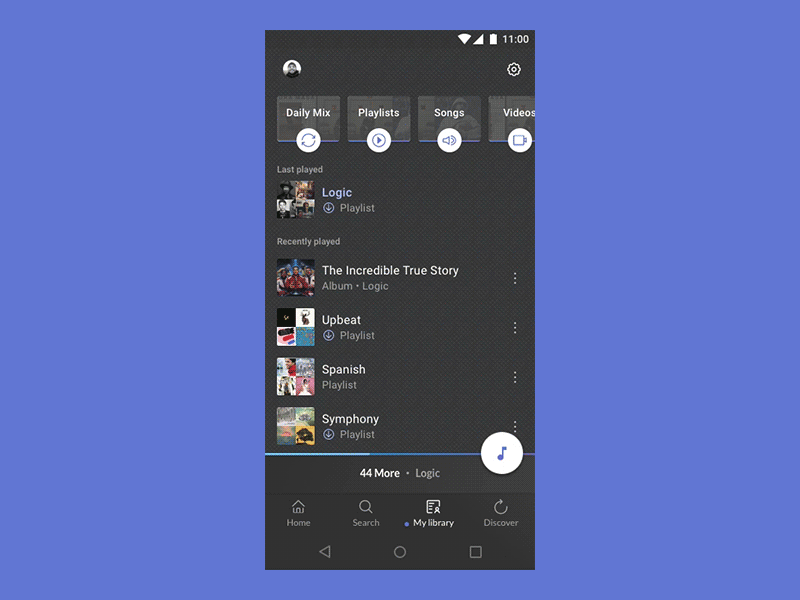 Music Dabble android animation fab music player redesign spotify transitions