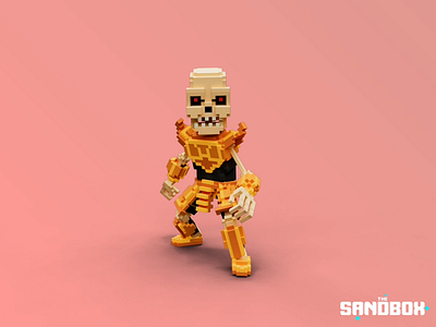 Skello the Skeleton in Gold Armor 3d 3dvoxel design gaming illustration lighttracer pixel sandbox skull thesandbox voxel