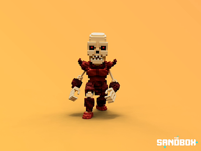Skello the Skeleton in Blood Armor 3d 3dvoxel design lighttracer pixel sandbox skeleton