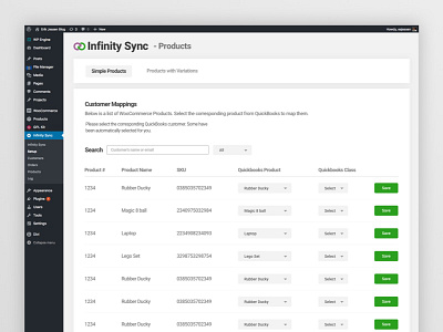 Infinity Sync Wordpress Plugin