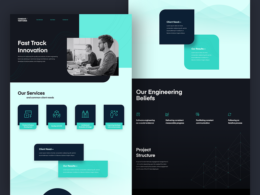 Conduit Ventures site by Ryan Sterling for Reform Collective on Dribbble