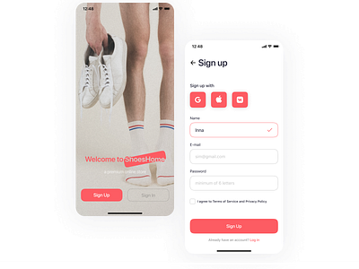 Sign Up - Mobile App app design e commerce shop signup ui ux
