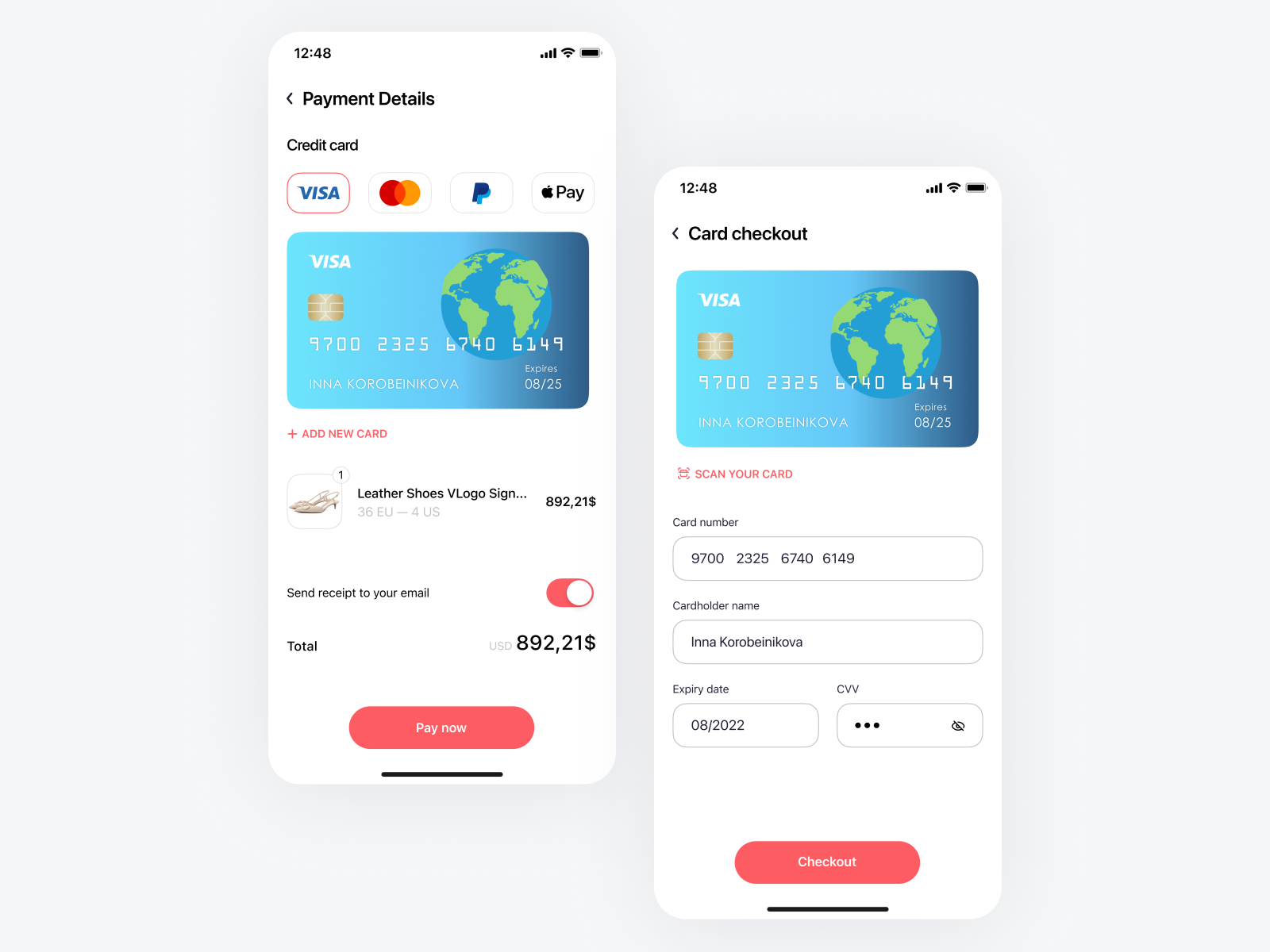 Credit card - Mobile App by Inna Korobeinikova on Dribbble