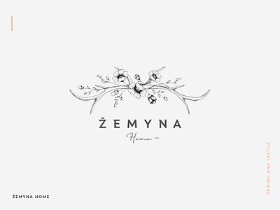 Zemyna Home branding delicate elegant flowers horns identity light linen logo design product sewing textile