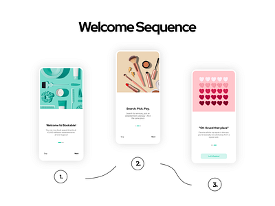 Booking app - Welcome Sequence app booking branding mobile sequence sign up ui ux welcome