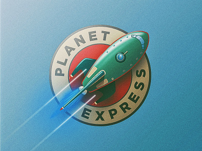 The Planet Express express futurama illustration illustrator planet planet express rocket space vector vintage