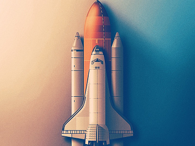 Skeuo Shuttle Icon flat grain lighting retro shading shuttle skeuomorphic space spaceship vector vintage