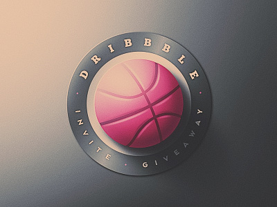 Dribbble Invite Giveaway - Feb. 10 2017 badge basketball dribbble grain icon invitation invite pink retro san diego