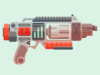 High Detail Flat Design Lesson ammo flat futuristic gun magnum retro san diego weapons