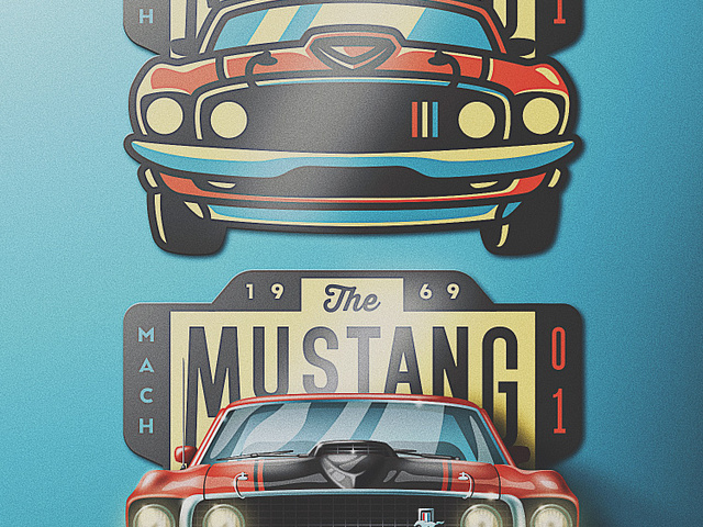 '69 Mustang Skeuomorphic Badge by Michael Fugoso on Dribbble