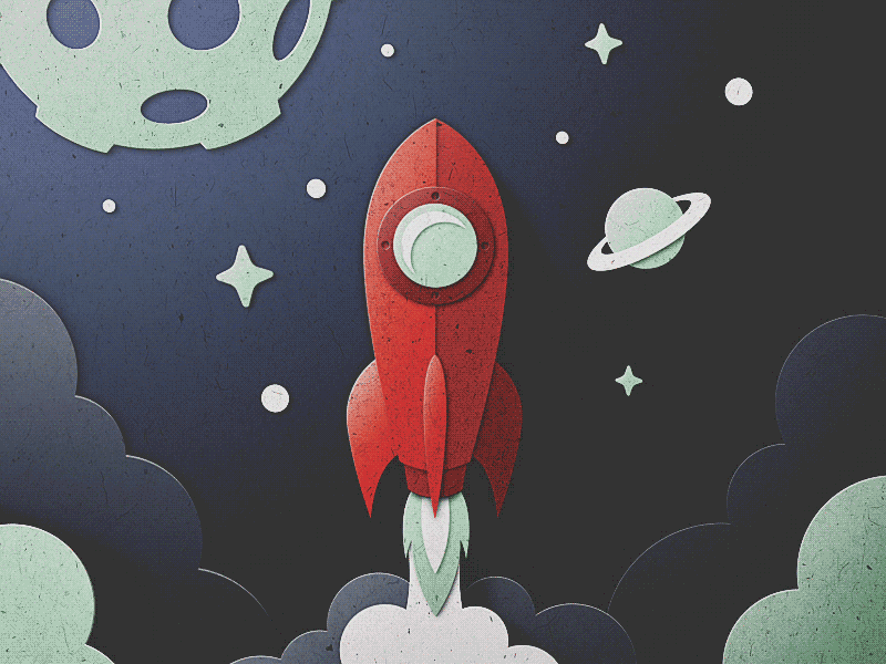 Paper Rocket Animation animation blast off launch moon paper planet rocket san diego saturn space spaceship
