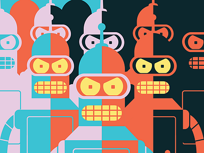 Bender is Great bender express futurama humans planet retro robot san diego screen print symmetry