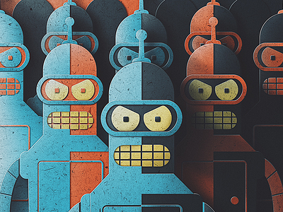 The Bender Army Digital Paper Edition! bender futurama humans paper pop retro robot san diego screen print symmetry texture