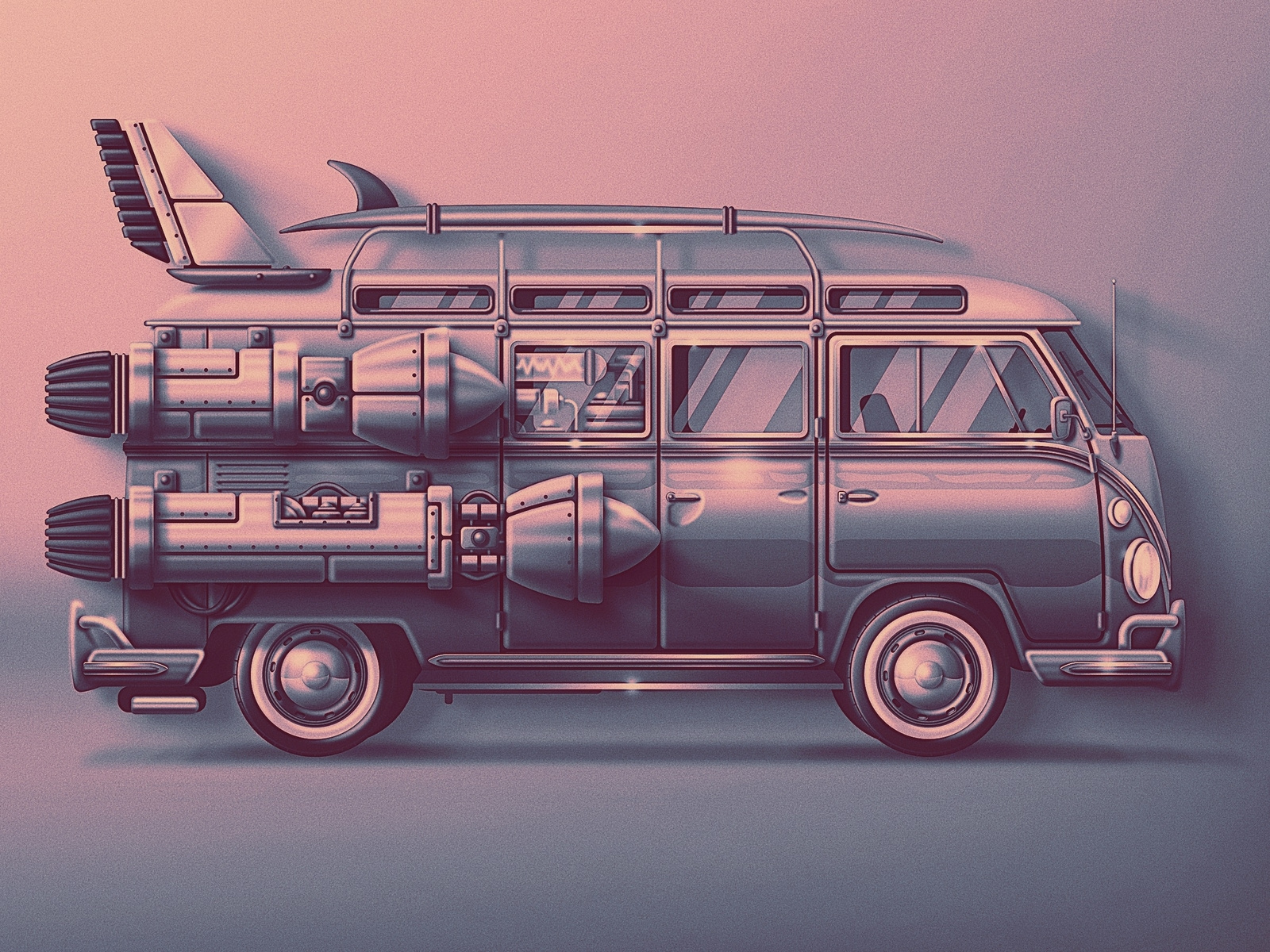 Space Van 100% Vector retro rocket san diego skeuomorphic skeuomorphism space space age space art space exploration van vector volkswagen