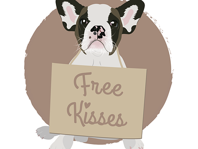 Free Kisses animal design digital dog illustration portrait vectoriel