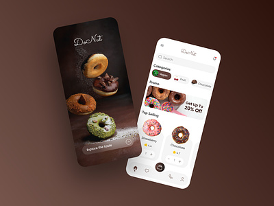 Doughnut App 2d app application box coffee dark design doughnut food light menu mobile new nice restaurent shopping trend ui ux web
