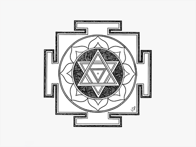 Bio Shiva Yantra bw illustration ink intuitive sacredgeometry shiva yantra