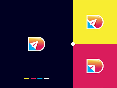 D latter with send Icon gradient logo concept
