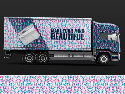 Pattern Design with Truck Van Mockup
