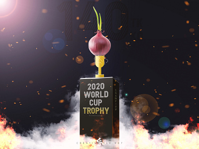 Trophy Design and Presentation with Onion clean composition concept design fantasy fire effect flyer free funny world cup modern onion poster design smoke trophy wallpaper